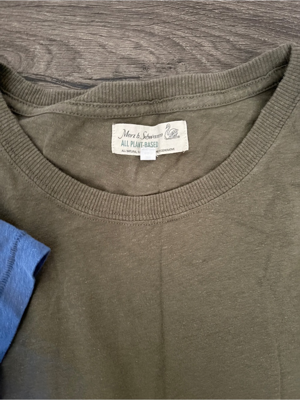 Merz B. Schwanen Cotton Hemp Womens Tee Shirt Lot of 2 M Blue Olive - Picture 2 of 6